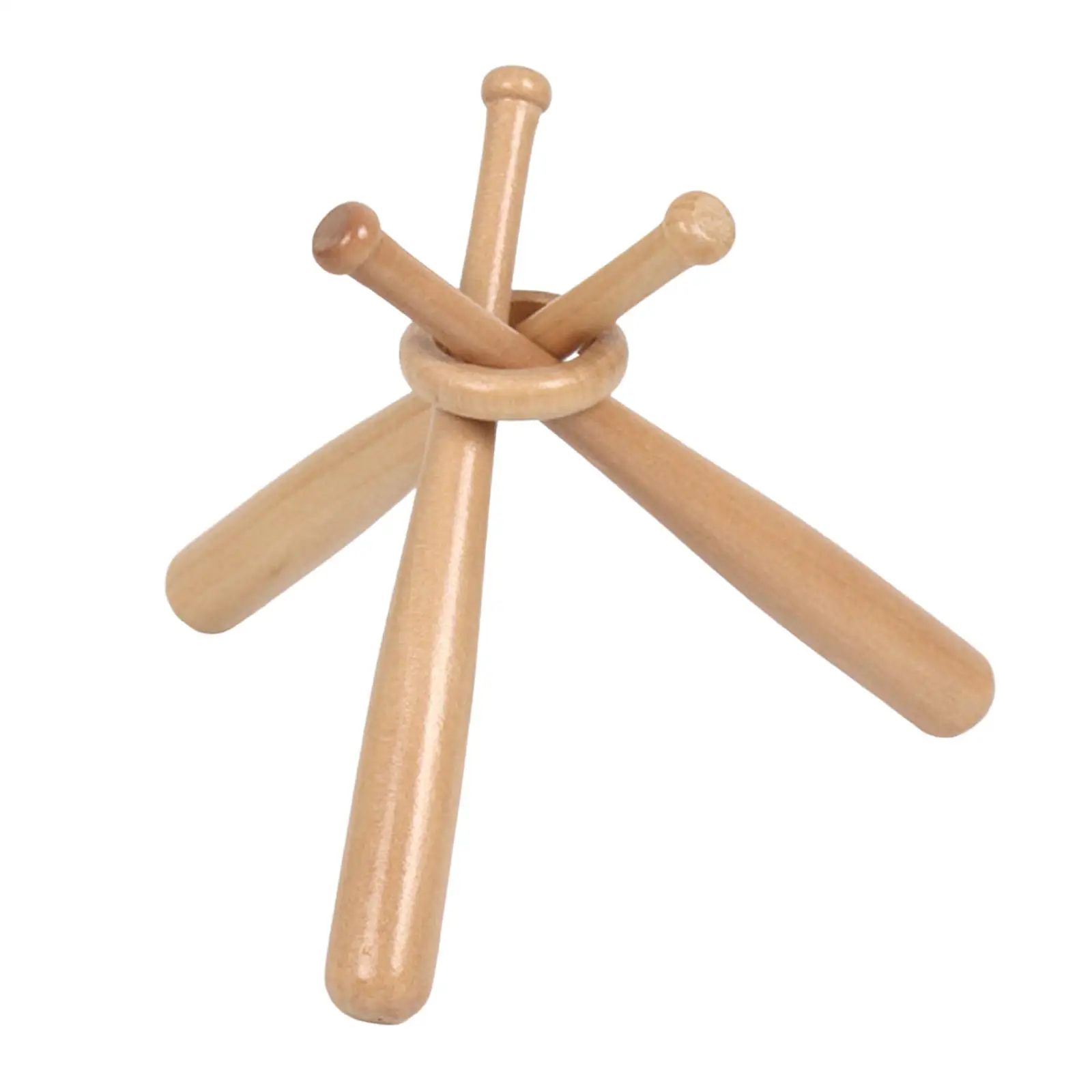 Wooden Mini Baseball Bat Stand and Circles Baseball Holder Tripod Holder for Decor