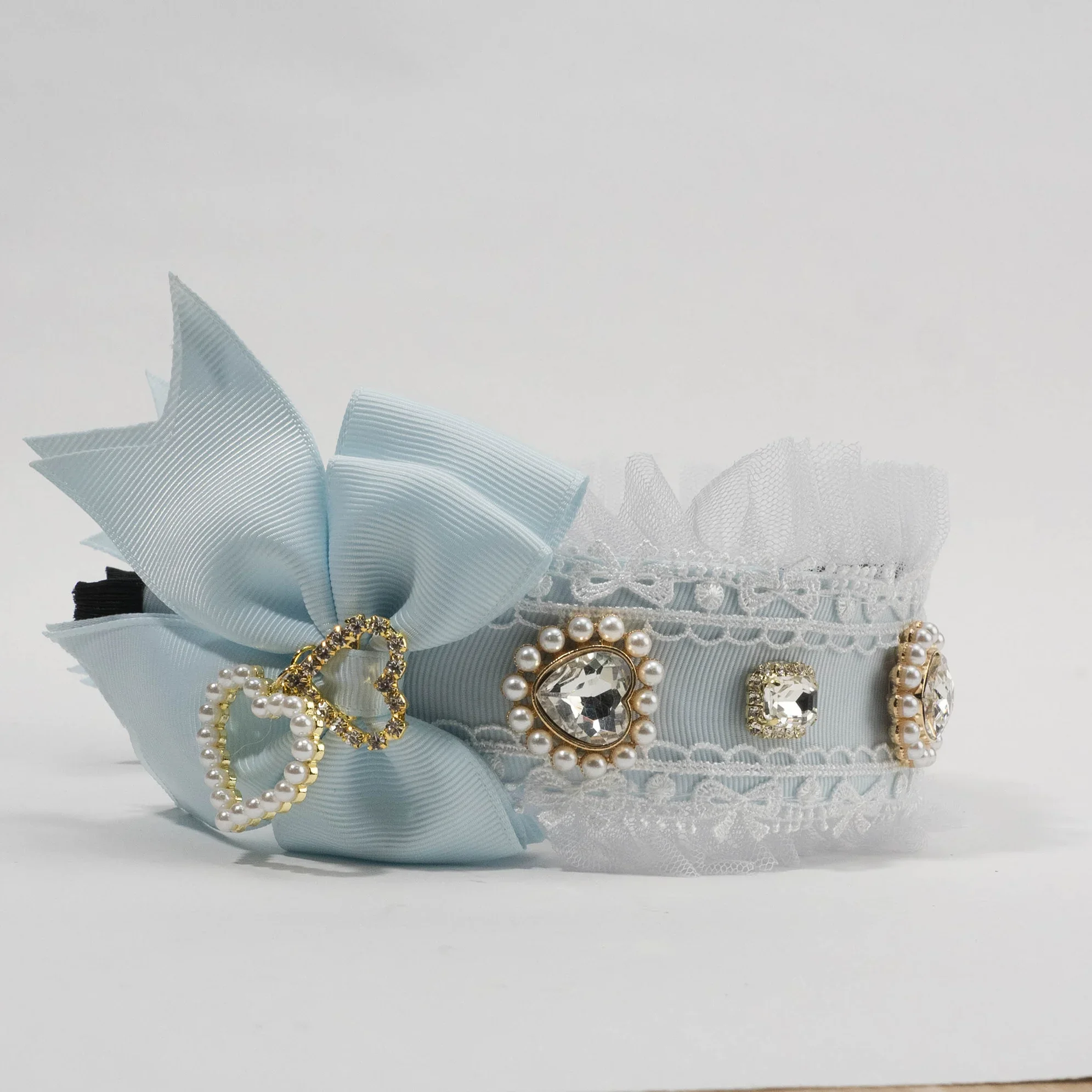 Japanese Mass-Produced Sweet Cute Girls Lolita Headband Clips Love Gem Bow Headband Hair Accessories for Women Hair Bow