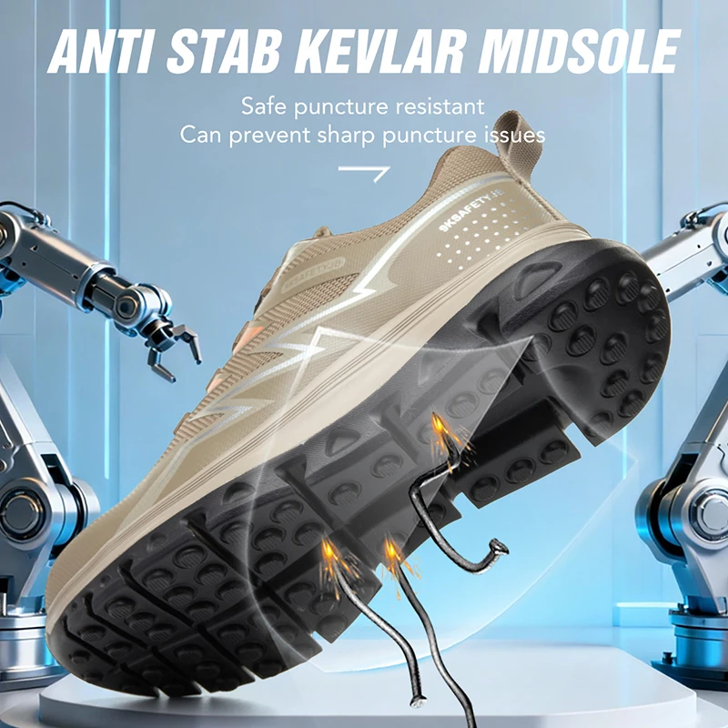 Men Rotating Button Indestructible Shoes Breathable Work Shoes For Men Anti-smash Anti puncture Safety Shoes