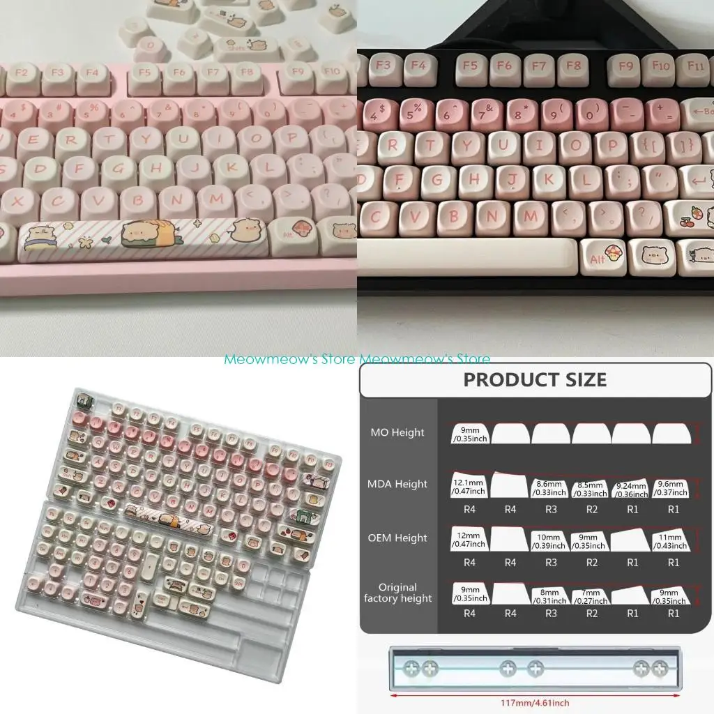 

W91A 118Keys Pink Pig Themed Keycaps Dye Sublimation PBT MOA Profile для переключателей механические клавиатуры