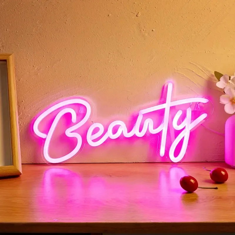 LED Beauty Neon Sign Light Pink Nails Spa Salon Studio Wall Art Decor Sign for Business Stores Logo Barber Shops Office Party