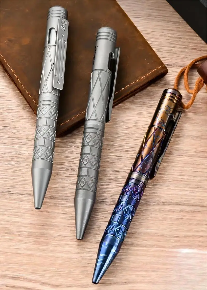 Titanium Ballpoint Pen Bolt Action Pocket Writing Signing Pen Office Business Signature Pen EDC Tool Pen