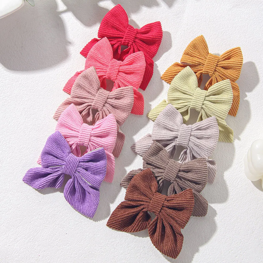

24 шт., однотонная вельветовая детская заколка для волос, новые поступления, милый цвет, детский бант, модные милые аксессуары для детей, подарки