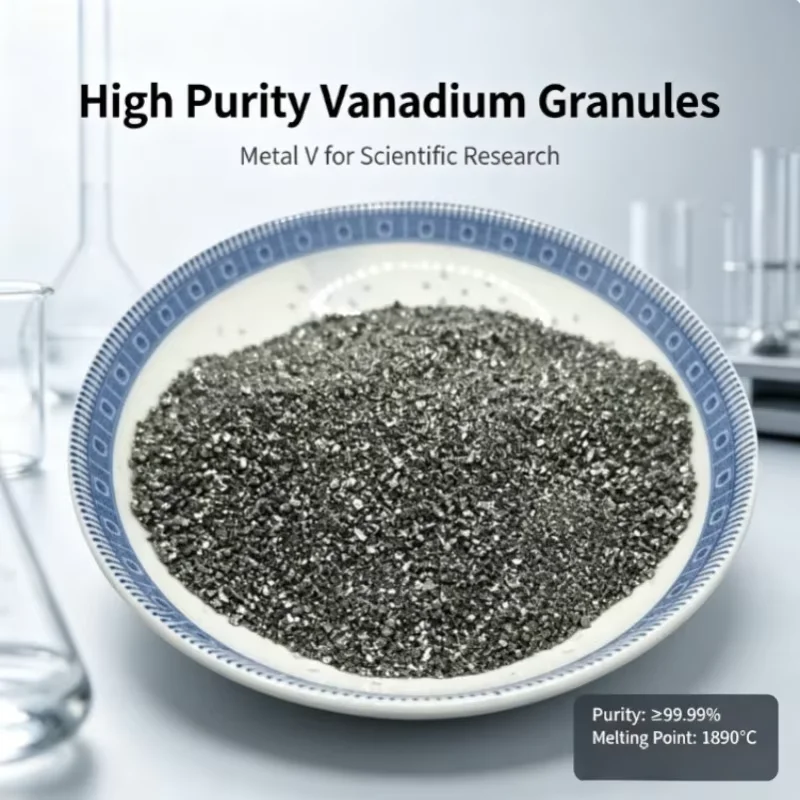 High Purity Vanadium Granules & Lumps, Dendritic Vanadium Crystal, Metal V for Scientific Research