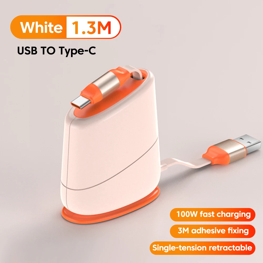 100W USB C Type C Charging Cable Fixed Desktop Expandable Data Cable Fast Charge Cord For Iphone 15 Huawei Xiaomi Phone Charger