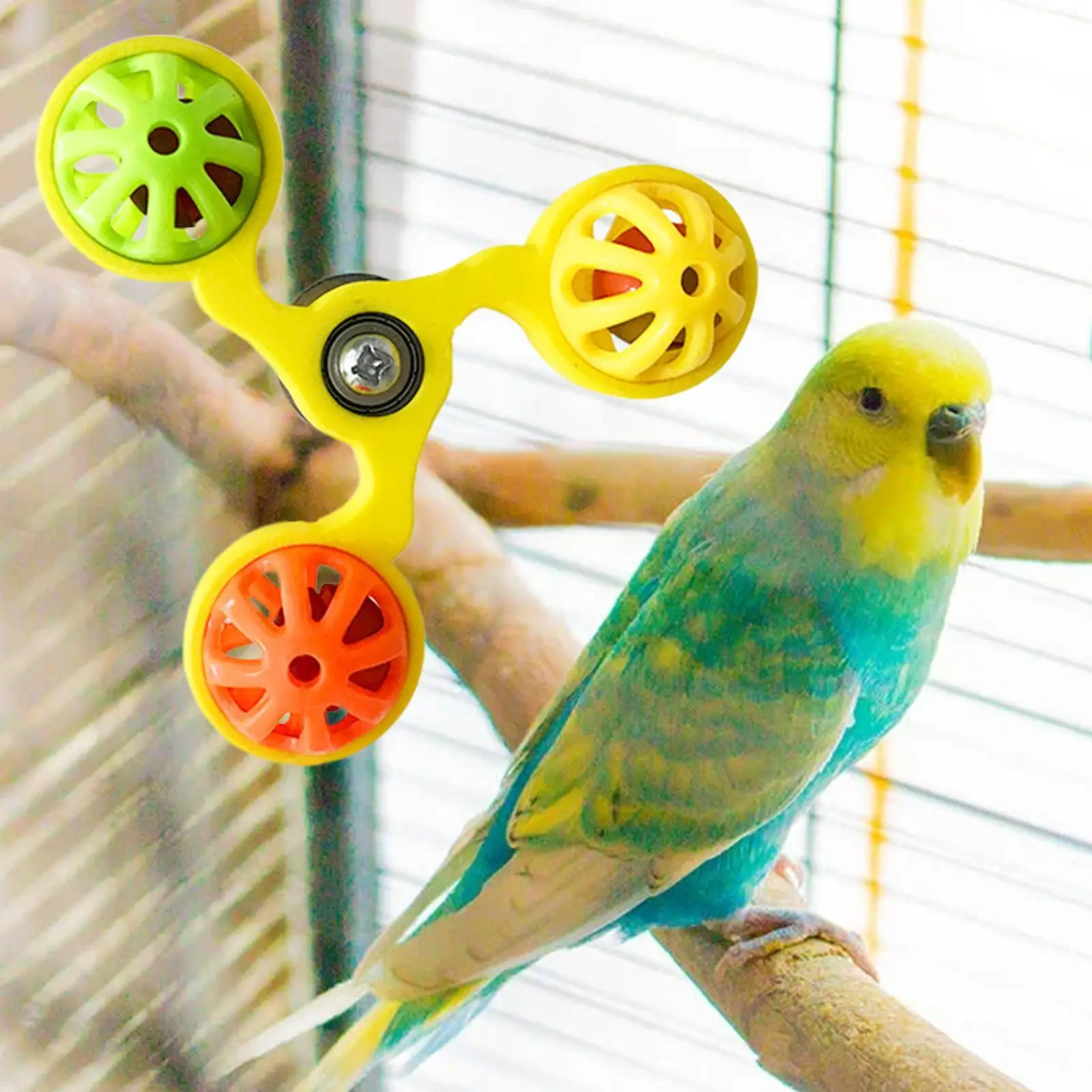 Bird Toys Interactive  Rotating Windmill Toy Bird Cage Toy For Parrots Rotating  For Stimulation Entertainment Play Chewing toy view 5