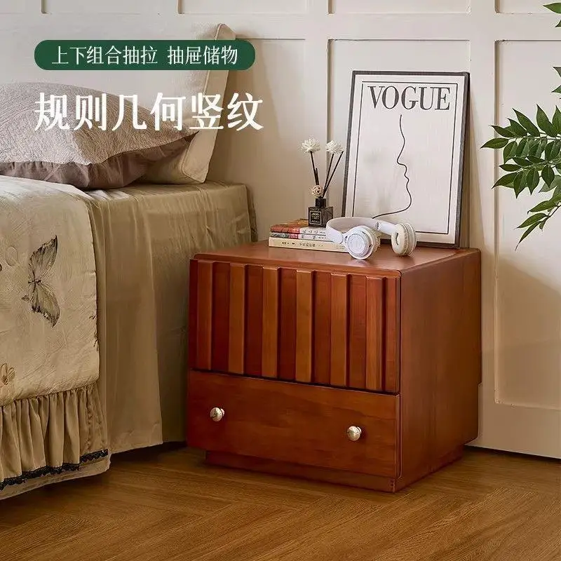 Retro solid wood bookcase combination small apartment living room side cabinet module bedside storage cabinet