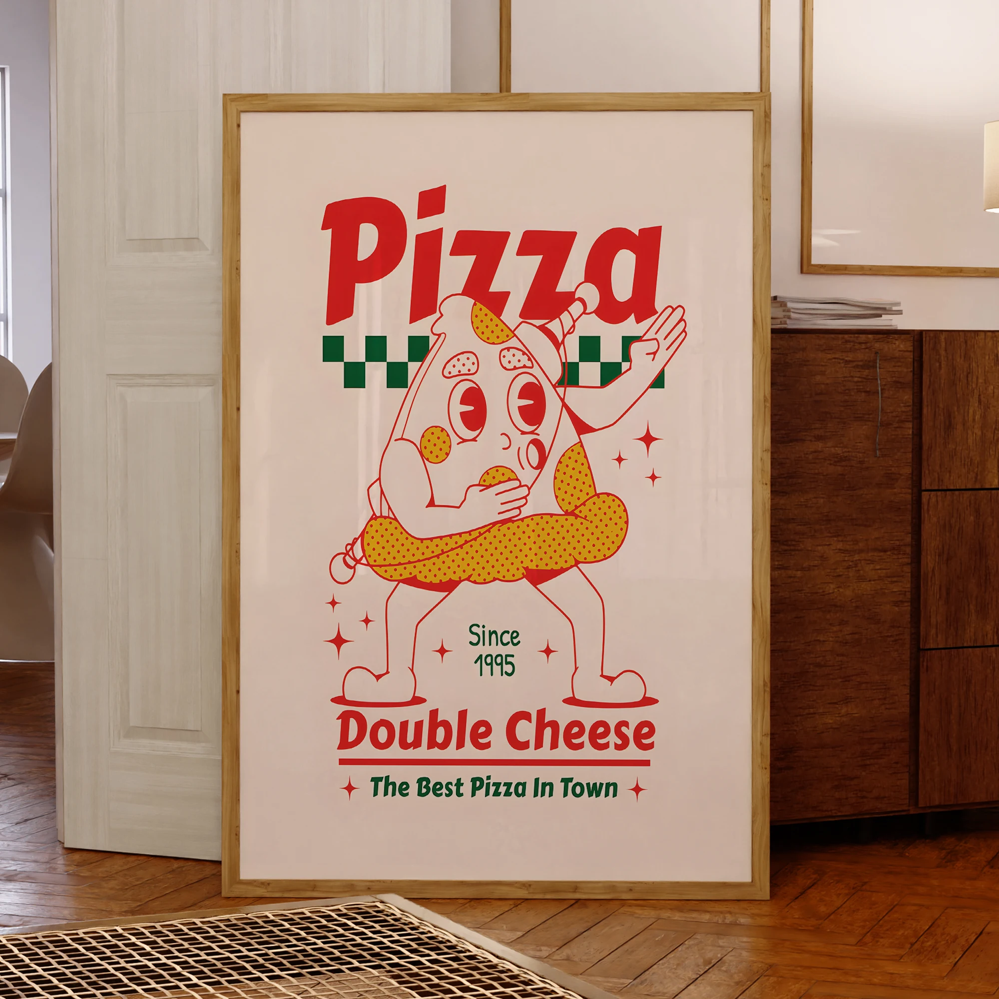 Moderne Pizza Doppel Käse Die Beste Pizza Im Stadt Wand Kunstdrucke Leinwand Malerei Poster Bild Für Wohnzimmer Wohnkultur