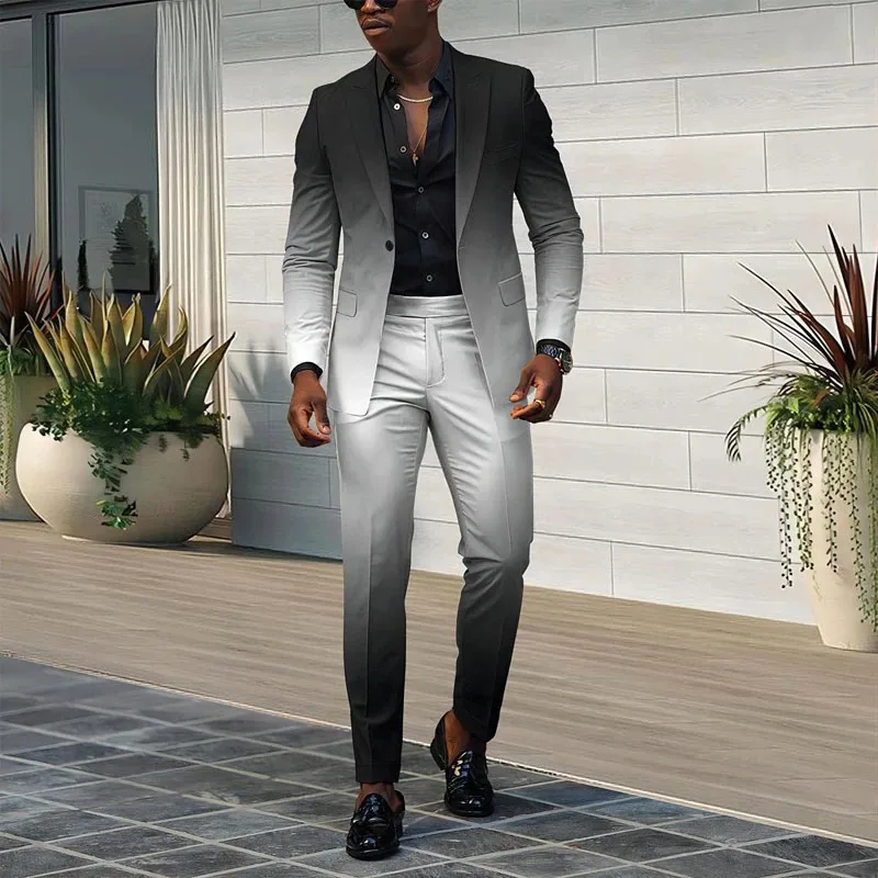 Gradient Ball High-End Clothing Suit Long Pants Set Single Breasted Suit Button Down Pants Two-Piece Set WL008-MR7