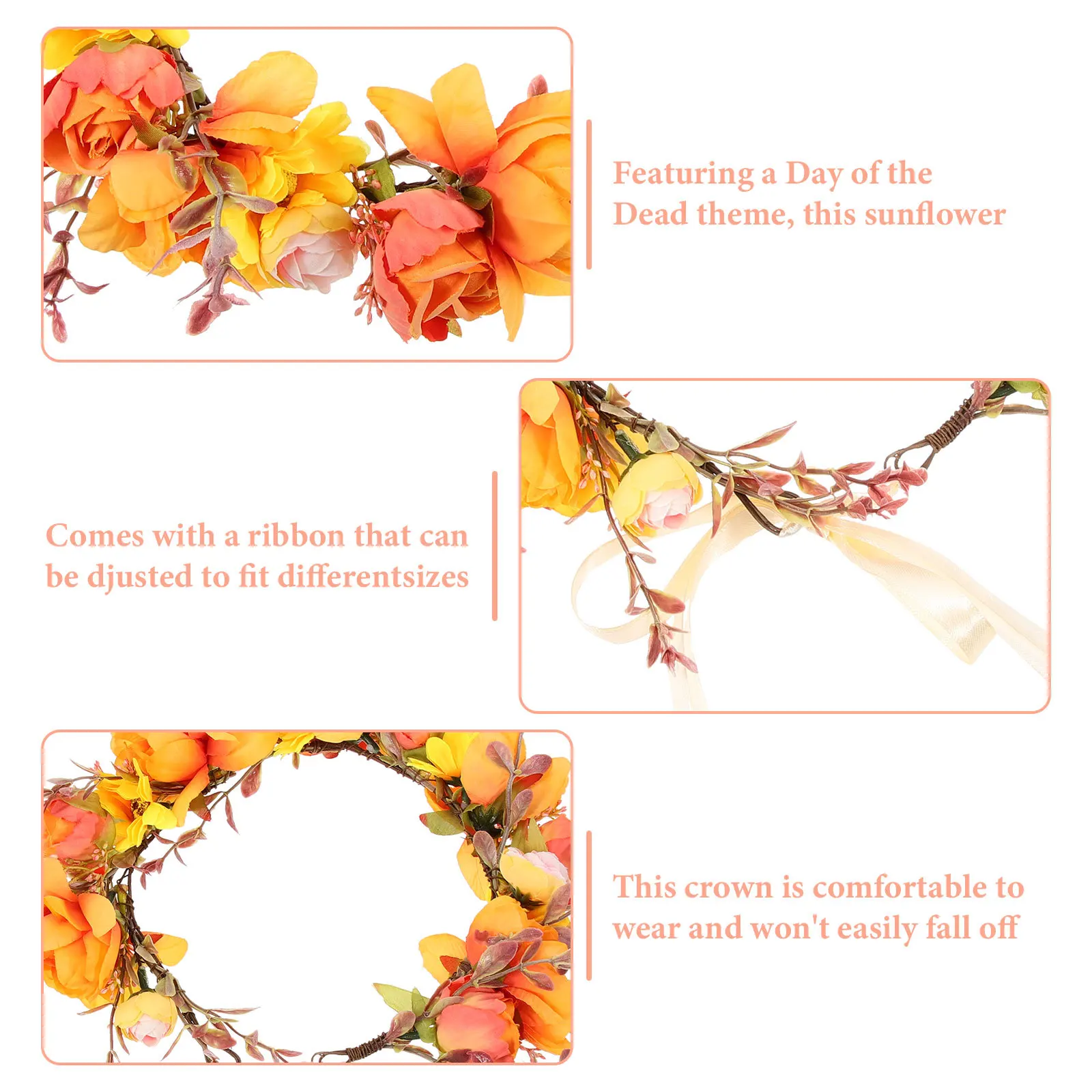 

Stunning Sunflower Rose Flower Crown Versatile Use Halloween Weddings Fine Craftsmanship Rich Accessories Headpiece