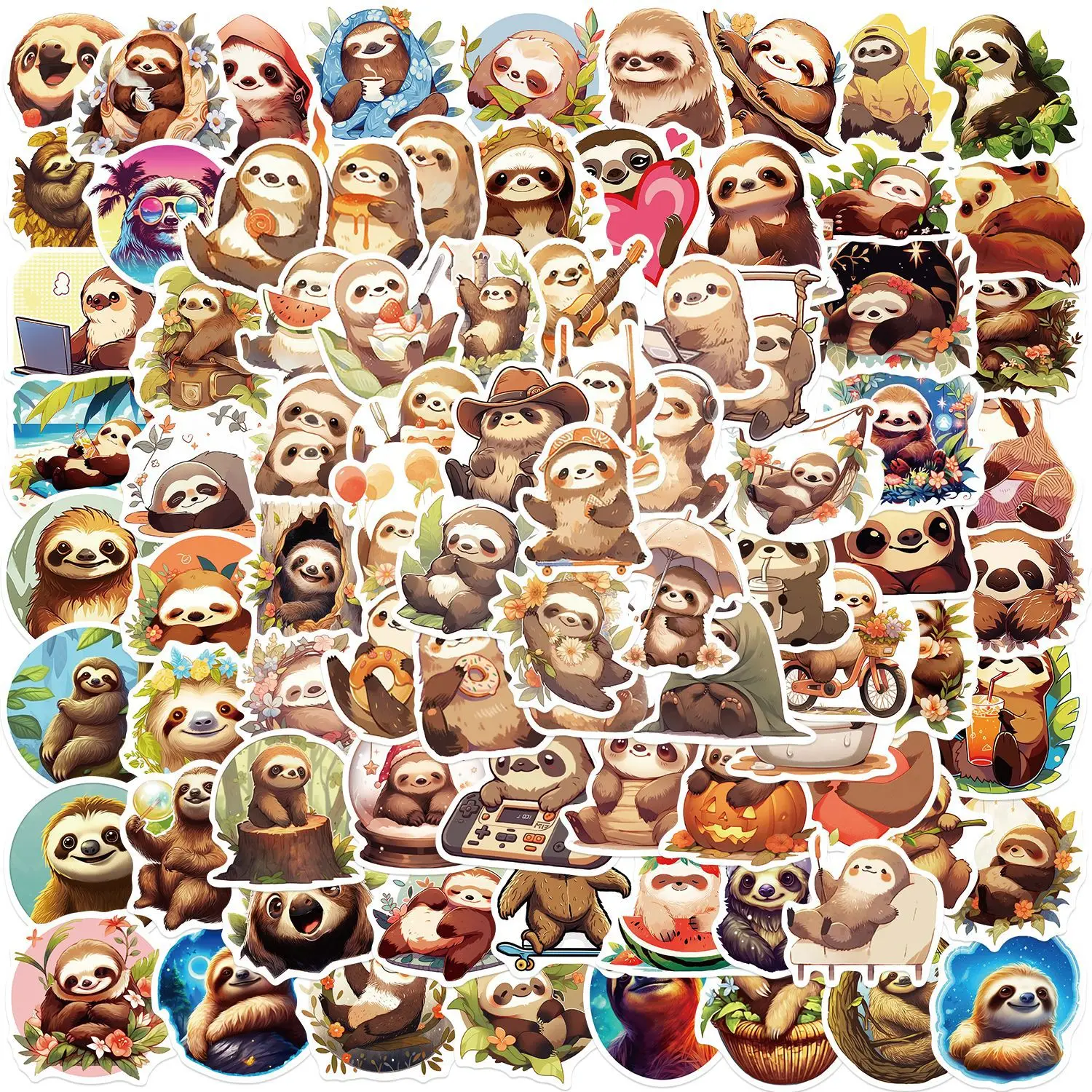 10/30/50/100pcs cartoon Cute Sloth Stickers For Suitcase Skateboard Laptop Luggage Phone Car Styling DIY Pegatinas