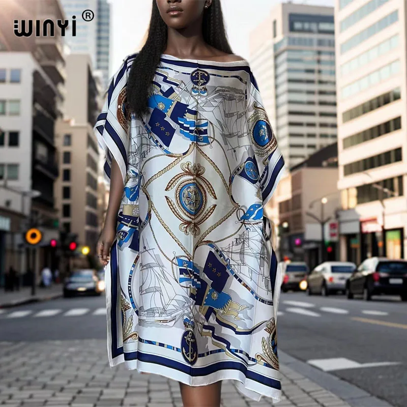 WINYI wholesale Summer sexy african dress Classic fashion print beach wear women 2024 Loose Femme Robe Muslim beach cover ups