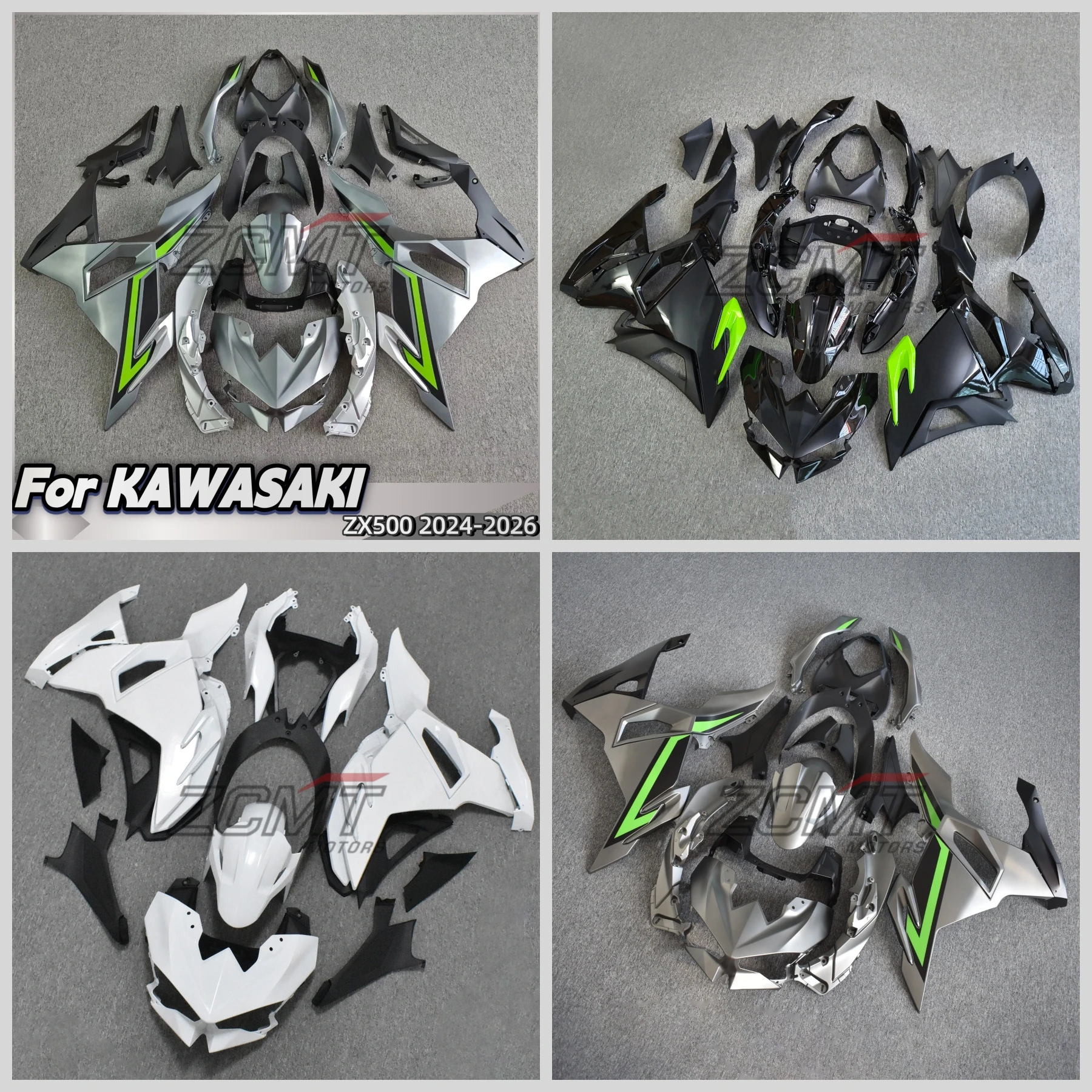 Bodywork Injection Cowling Bright green red black geometric stripes For ZX500 2024 2025 2026 Motorcycle Full Fairing Kit