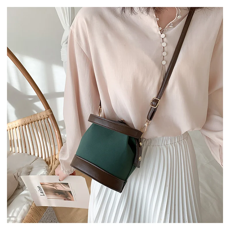 Casual PU Leather Women Bag Crossbody Bucket Bag Cute Girls Small Tote Bags Summer Female Shoulder Bag Handbags and Purses