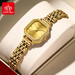 OLEVS-reloj de cuarzo con esfera cuadrada para mujer, pulsera de acero inoxidable, color dorado, elegante, de lujo