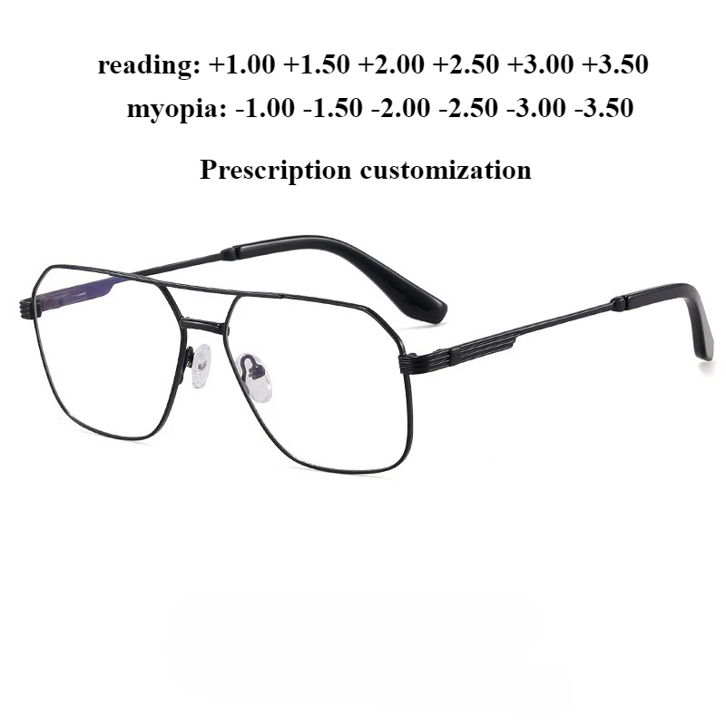 

Новое мужское деловое металлическое двойное зеркало с защитой от синего света, плоское зеркало для чтения, близорукость, настройка по рецепту