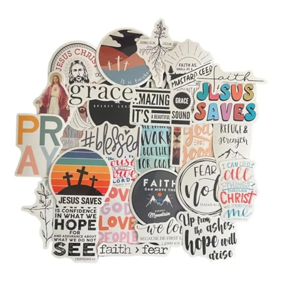 Christian Stickers 100 Pack Inspirational Bible Verse Faith Stickers Waterproof Vinyl for Water Bottles, Laptop, Journal - Reli