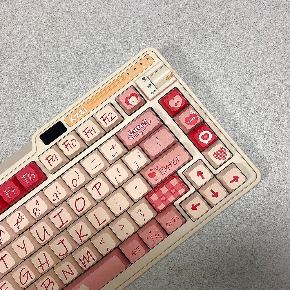 مجموعة أغطية مفاتيح Kawaii Lucky Bear، ملف تعريف XDA 120 مفتاحًا PBT أغطية مفاتيح جمالية مصقولة للوحة المفاتيح الميكانيكية #3
