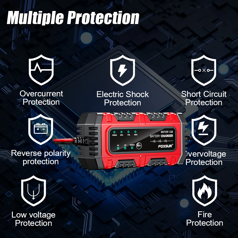 Chargeurs de Batteries de stockage domestique 25W, réparation d'impulsions intelligente pour entretien des cellules au plomb 6V/12V, dispositif de chargeur de batterie de voiture