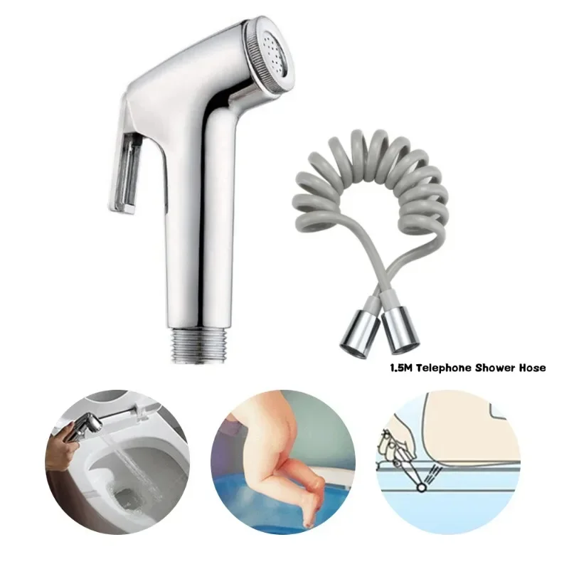 Handheld Portable Diaper Bidet Toilet Shattaf Sprayer Bathroom Toilet Bidet Shower Head Nozzle with Telephone Shower Hose