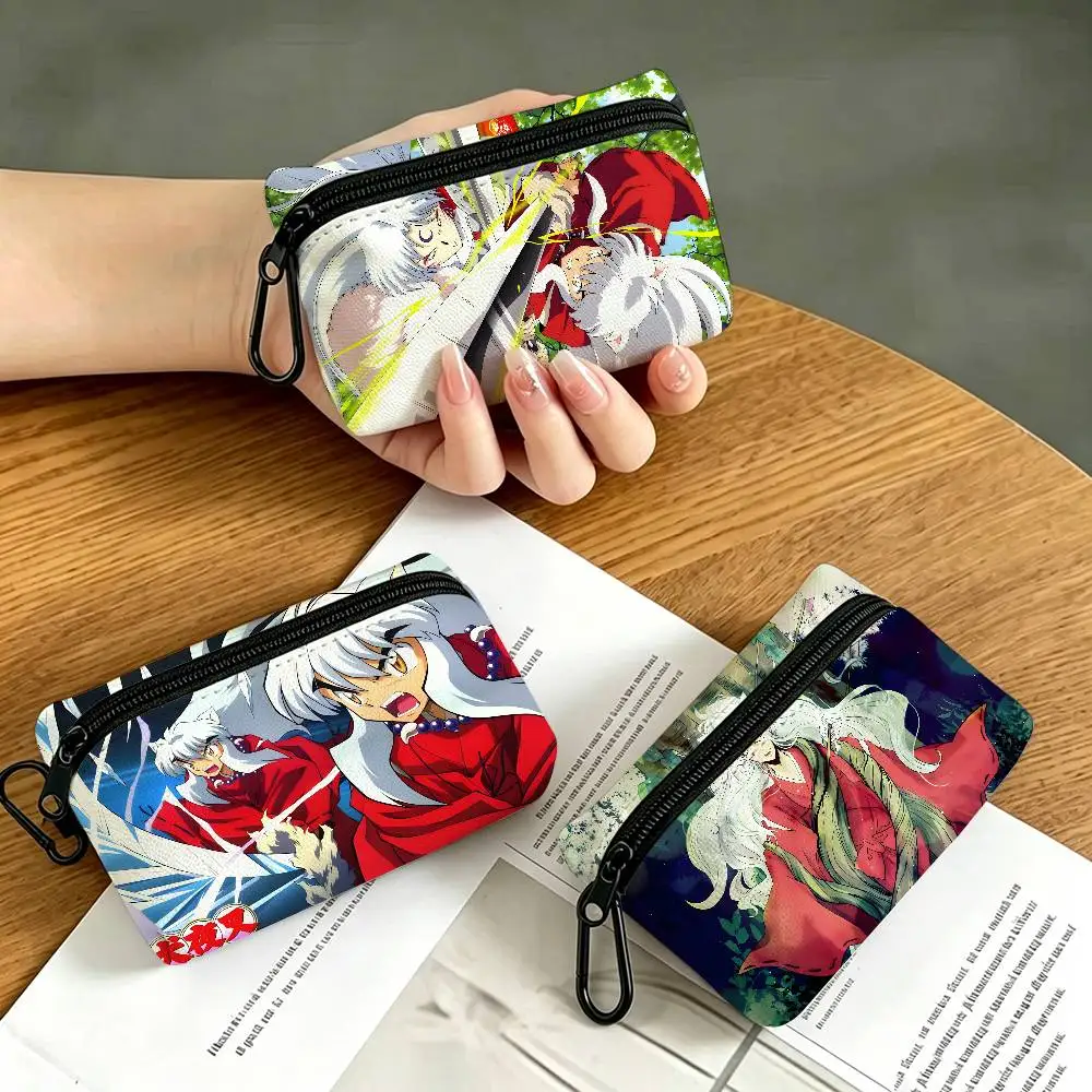 I-Inuyasha Feudal-Romantic Oxford Fabric Zipper Pouch Lightweight Hanging Coin Wallet For Coins ID Cards Keys Lipstick Earbuds