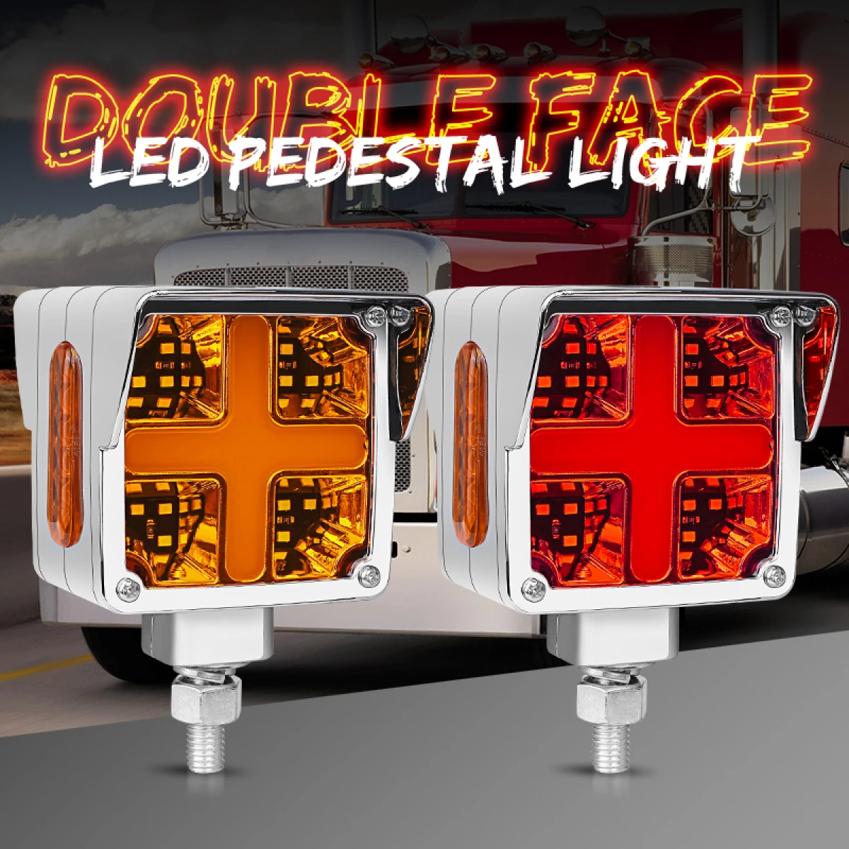 

3 inch Flash Double Face LED Side Marker Light Stud Mount Pedestal Fender Turn Signal Lamp For Truck Trailer Lorry RV Van 12-24V