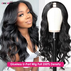 One More U Part Wigs Human Hair Brazilian Body Wave Wig 2x4 4x4 U Shaped Wig 250 Density Human Hair Wig Full Machine Made Wig