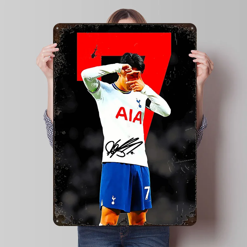 Son Heung-min Metal Poster Customized Wall Art Retro Vintage Metal Signs for Man Cave Modern Home Decoration Ornaments House