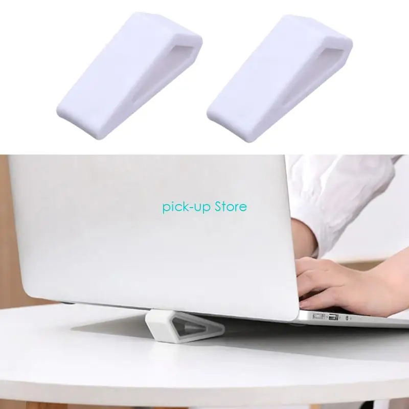 

Q5WA 2Pcs Ergonomic Laptop Cooling Stand Slip Resistant Silicone Tilting Pad Lightweight Tablet Stand for Home Office Travel