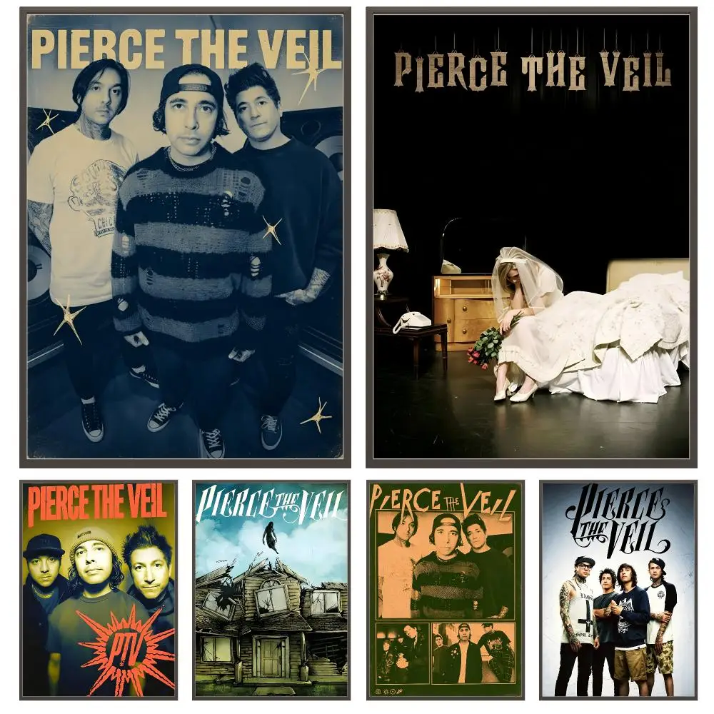 band Pierce The Veil Poster Poster HD Waterproof Self Adhesive Wall Art Print Decor for Bedroom Living Room Gift