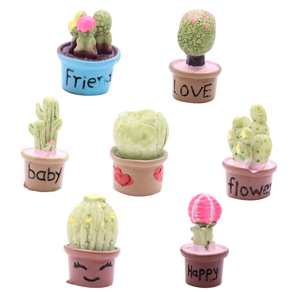 1pcs Resin Shoe Charms Buckle Kawaii Happy Cactus Succulent Potted Plant Friend Sandals Shoes Decoration Slipper Accessories 