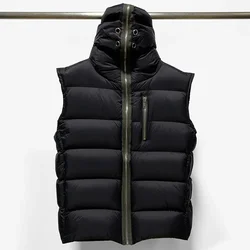 Brand R0 Men Masked Zipper Down Jacket Winter Warm Down Jacket Casual White Goose Down Vest