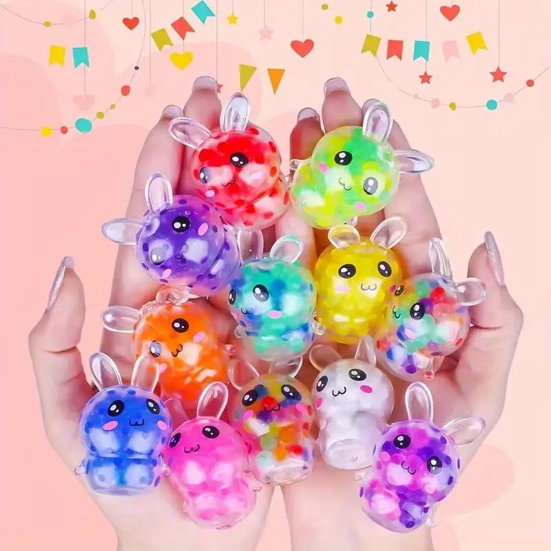 Balle à presser lapin coloré, 1 à 10 pièces, jouet anti-Stress, lapin Squishy de pâques, cadeaux de fête d'anniversaire pour enfants, remplissage de panier de pâques