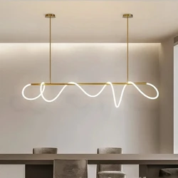 Modern Long Hose Led Chandelier for Table Dining Room Kitchen Bar Minimalist Pendant Lamp Art Decor Lighting Lusters Luminaires