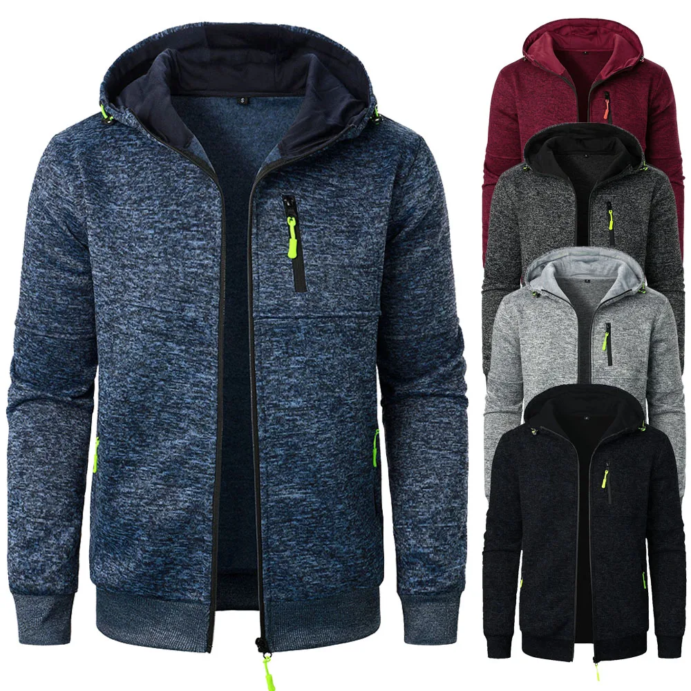 New Men's Sports Fitness Casual Sweatshirt Cardigan Hooded Jackets Cardigan Hooded Sweatshirts Baseball Jacket Zipper Hoodies