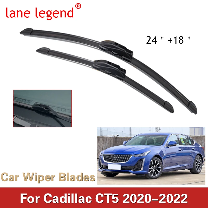 

For Cadillac CT5 2020 2021 2022 Car Accessories Front Wiper Cutter Window Windscreen Boneless Frameless Rubber Cleaning U J Hook