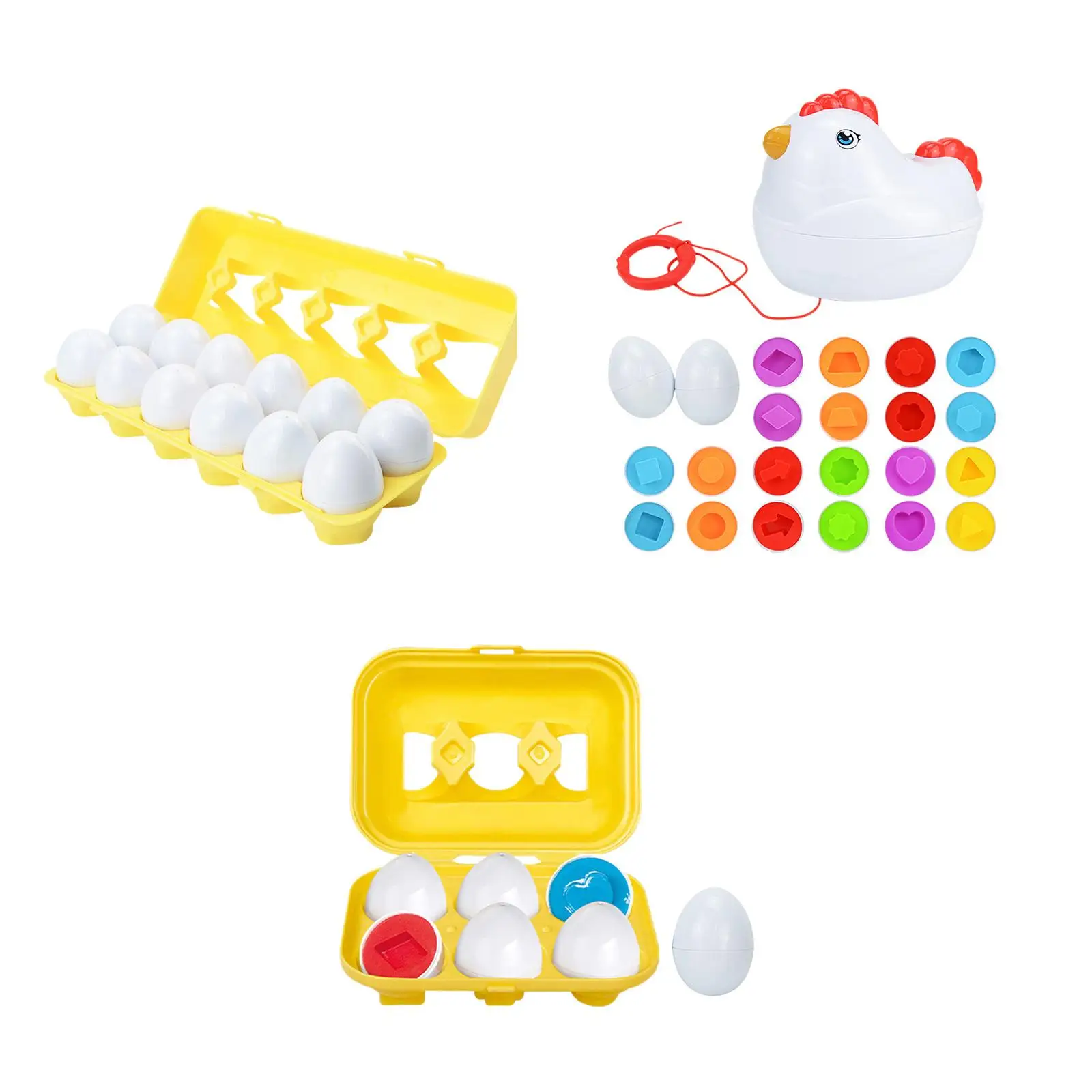 Matching Eggs Toys Birthday Gift Montessori Toy Color Shape Recoginition Sorter Puzzle for Ages 3+ Babies Children Boys Girls