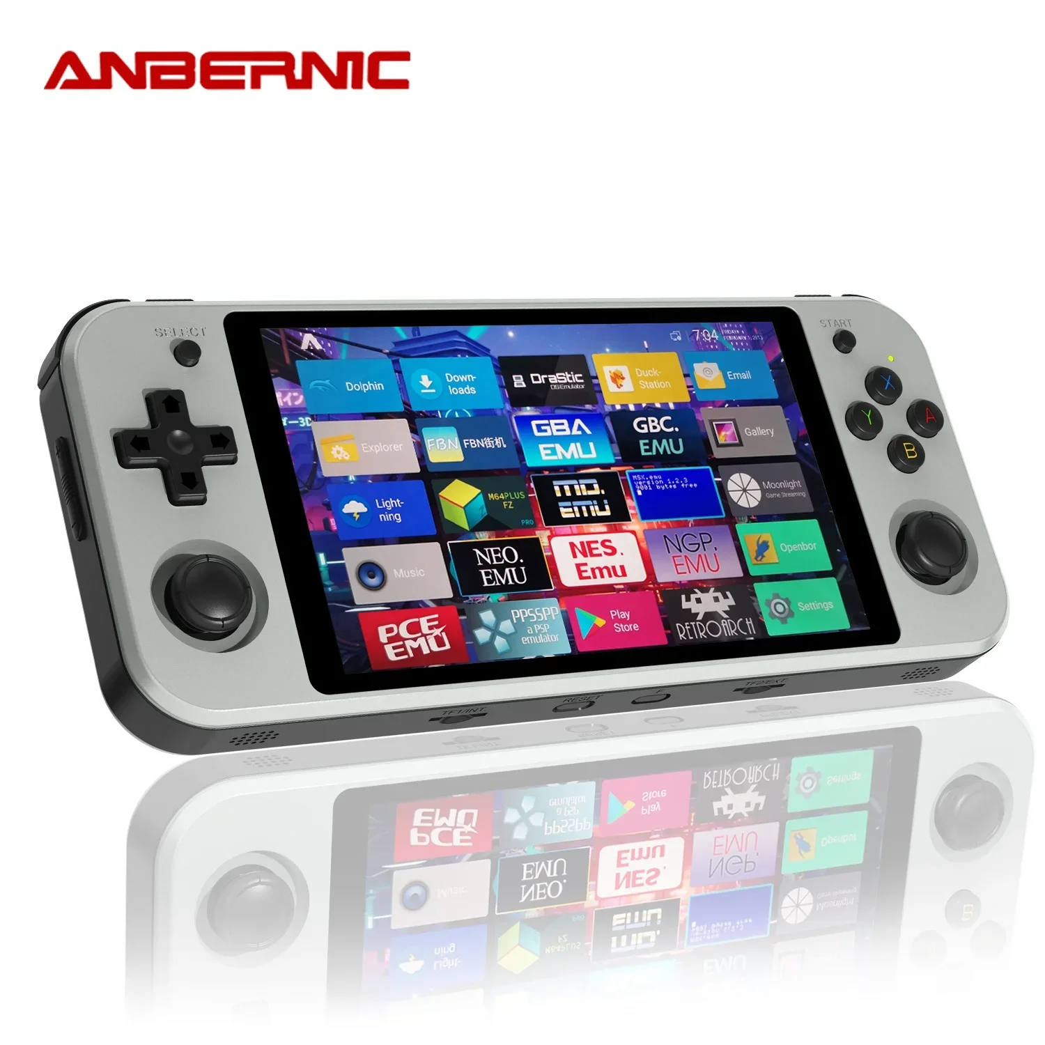 Anbernic großhandel rg552 retro handheld spiel spieler rk3399 linux android dual-boot 5 in hd touchscreen tragbare spiel konsole