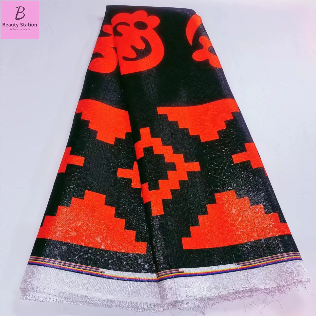 RED WHITE BLACK COLORS High Quality African Nigerian  Fabric French Lace Jacquard Brocade Lace Fabric