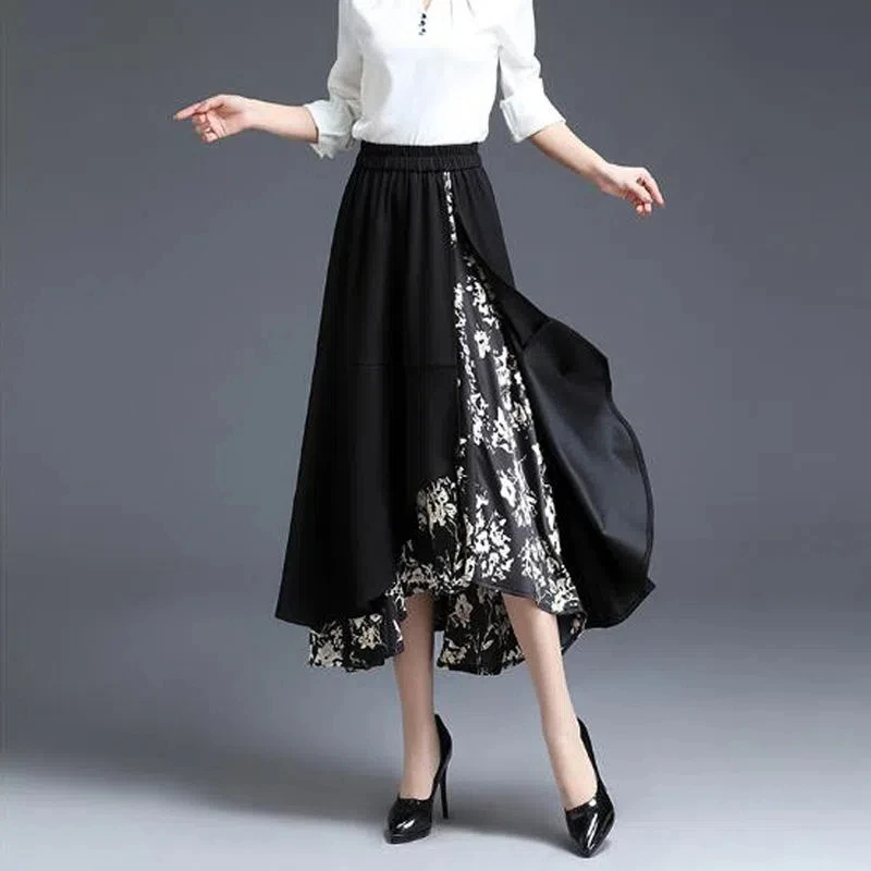 

Fashion A-Line Skirt Female Spring 2023 New High-Waisted Slim Mid-Length Irregular Skirts Clothes for Women Temperament Elegant