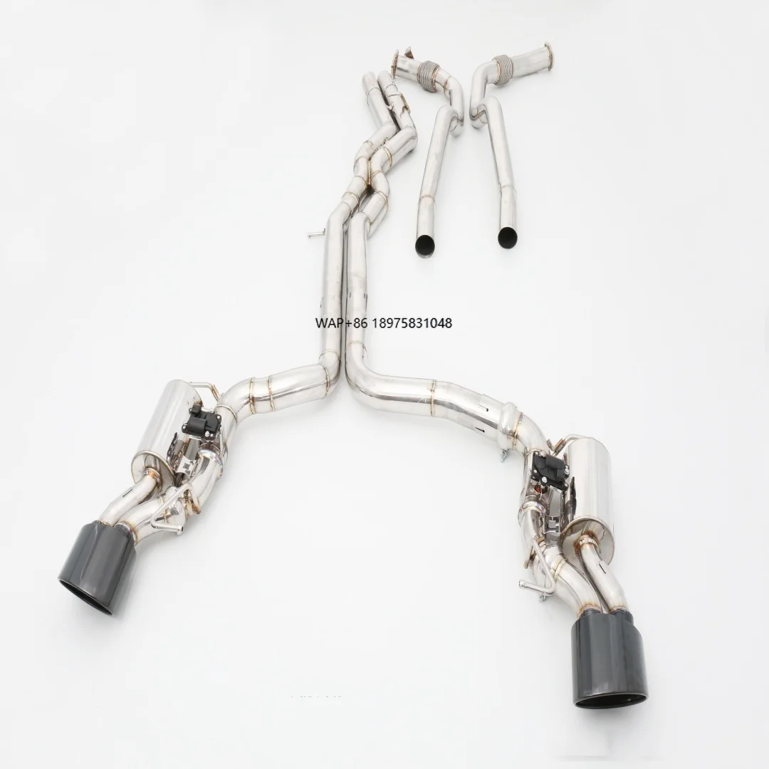 Custom 304 Stainless Steel Mirror Polished 1.5mm Thick Valved Exhaust System for RS6/RS7 C8 4.0T EA825