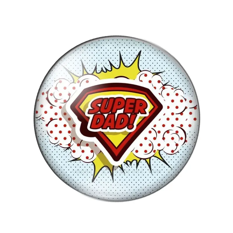 10pcs/Lot Super Daddy Round Pattern Glass Cabochons Super Papy Dome Charm Cameo Settings Jewelry Findings