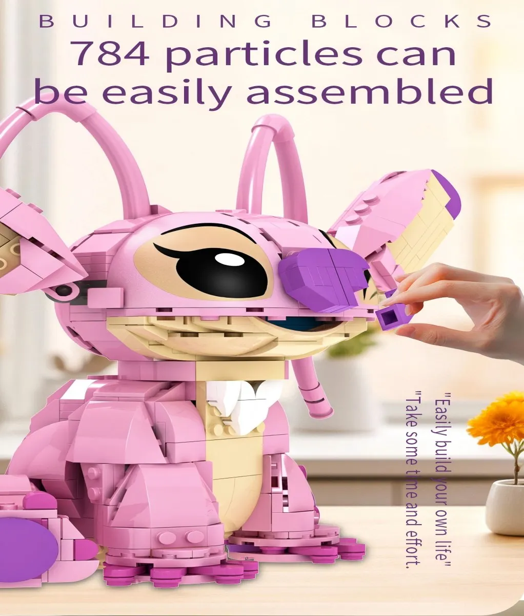 Novo ponto anjo cp blocos de construção 2026-grande peça dos desenhos animados brinquedos com orelhas móveis crianças montagem presente para meninos meninas aniversário