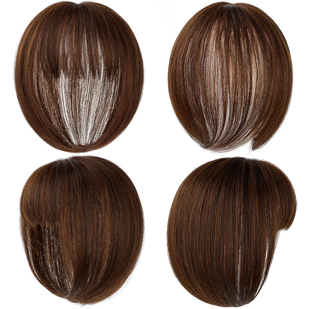 Pinzas de pelo largas naturales para extensiones de cabello, flequillo de aire sintético, postizos resistentes al calor, negro y marrón, Mujeres