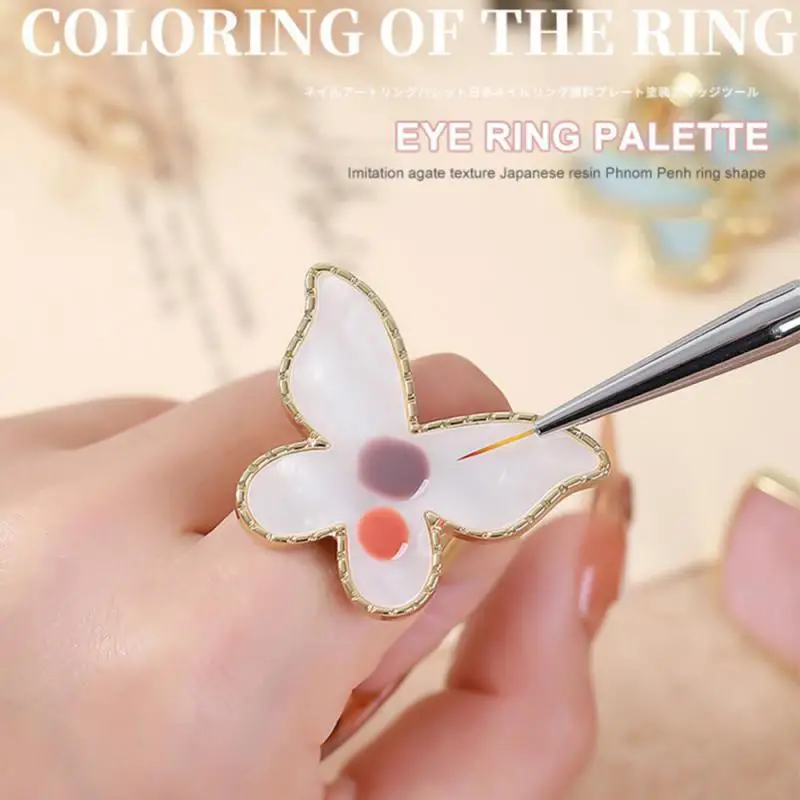 Newest Luxury Eyelash Extension Jade Glue Ring Professional Pretty Lash Grafting Blossom Holder Nail Art Pigment Mix Pallet