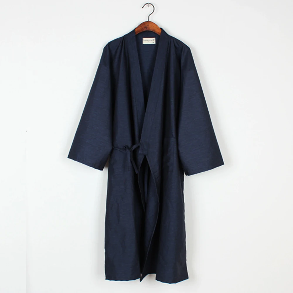 Zomer Herfst Heren Casual Japanse Kimono Yukata Gewaden Lange Mouw Badjas Pyjama Katoenen Home Robe Nachtkleding