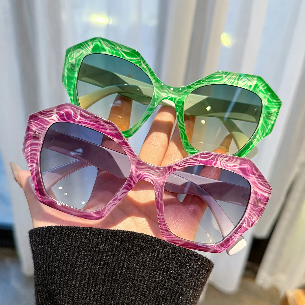 Unisex Hexagon Sunglasses for Man and Women Y2K Fashion Luxury Gradient Color Holiday Accessory Ideal Choice Stylish Glasses