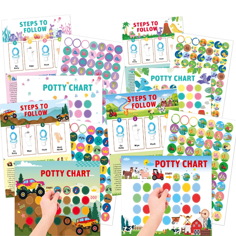 280Pcs Reward Stickers Toilet Habits Potty Training Sticker Chart Matching Wall Hang Montessori Early Education for Kids Gifts