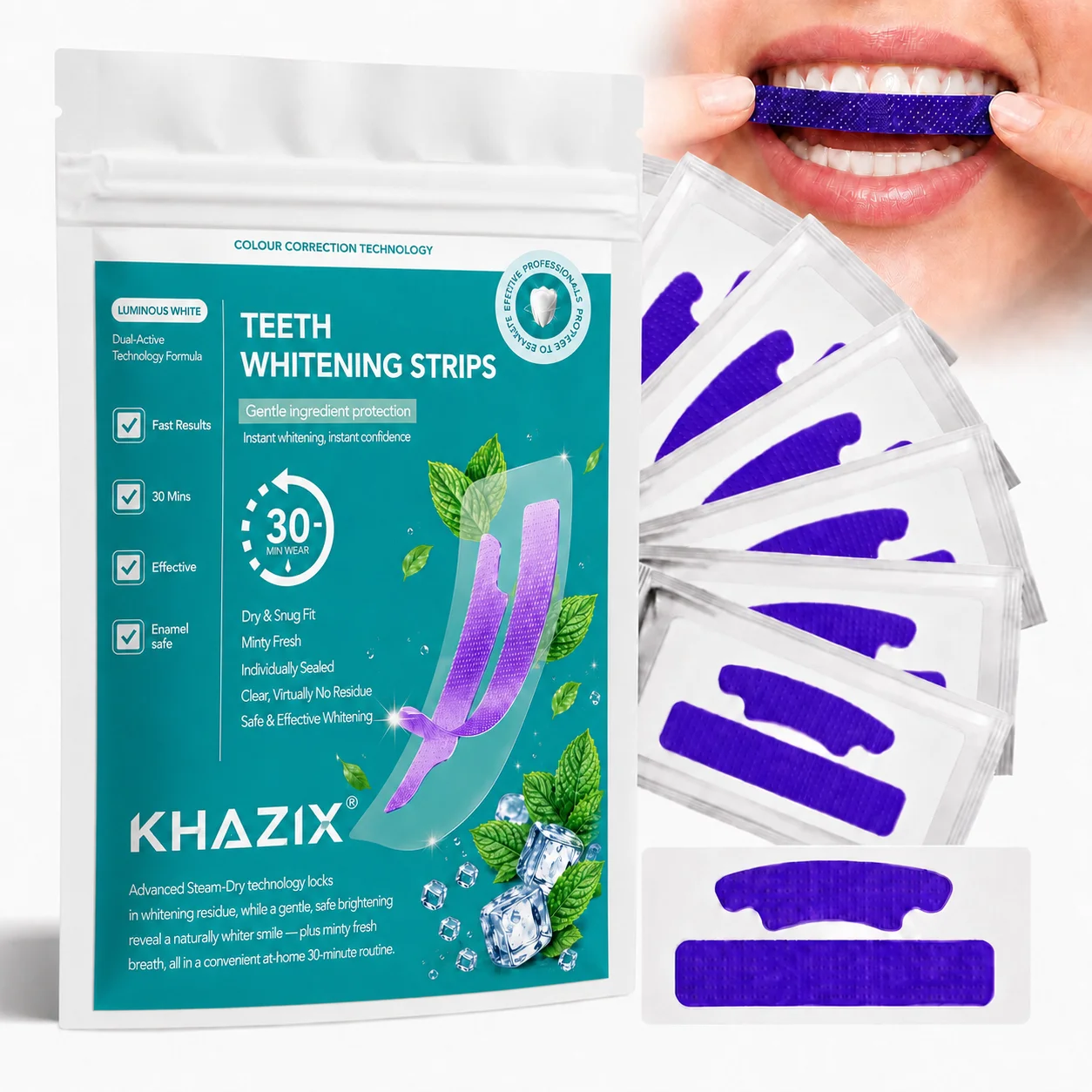 1/7 Pairs Teeth Whitening Strips for Whiter-Looking Smile, Flexible Tooth Strips Easy to Apply for Daily Cosmetic Care