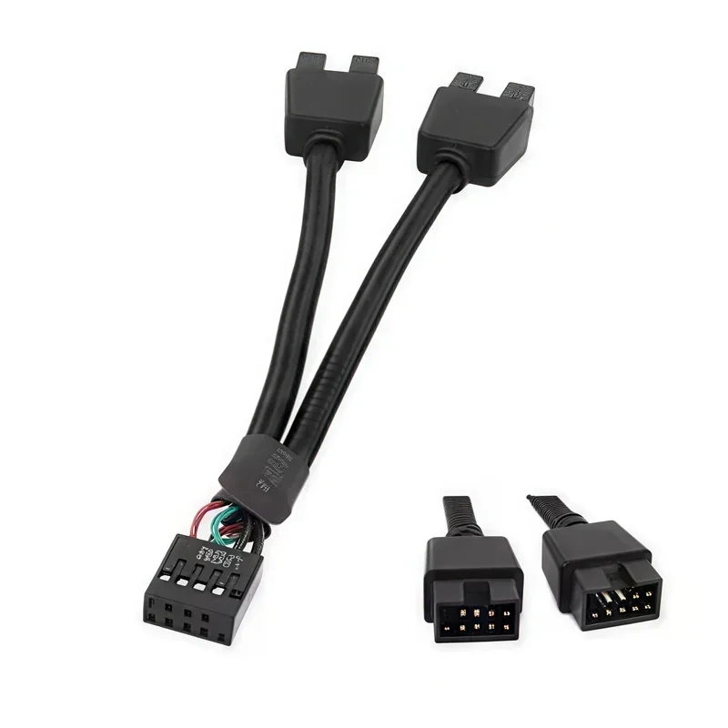 12cm USB 2.0 Y Splitter Cable 9 Pin Female to Dual Male Motherboard Extension Repair Shop PC Audio Test Link